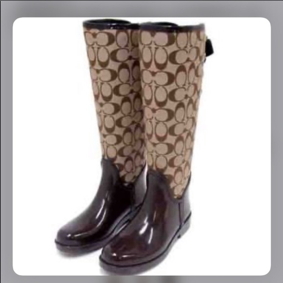 Coach Tall Signature Rain Boots 8B Q1284